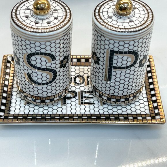 Subway Tile-Style Salt and Pepper Shaker Set -Anthropologie -NEW - Picture 3 of 16